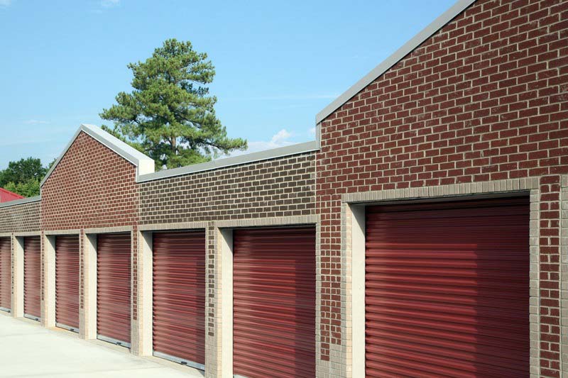 Red doors on Self Storage units