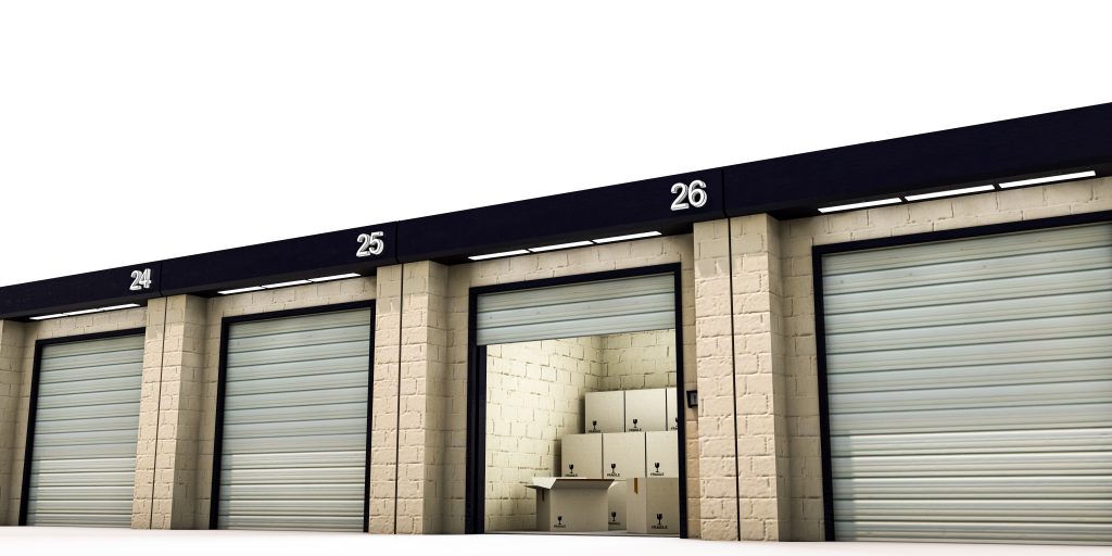 Self Storage units with one door up