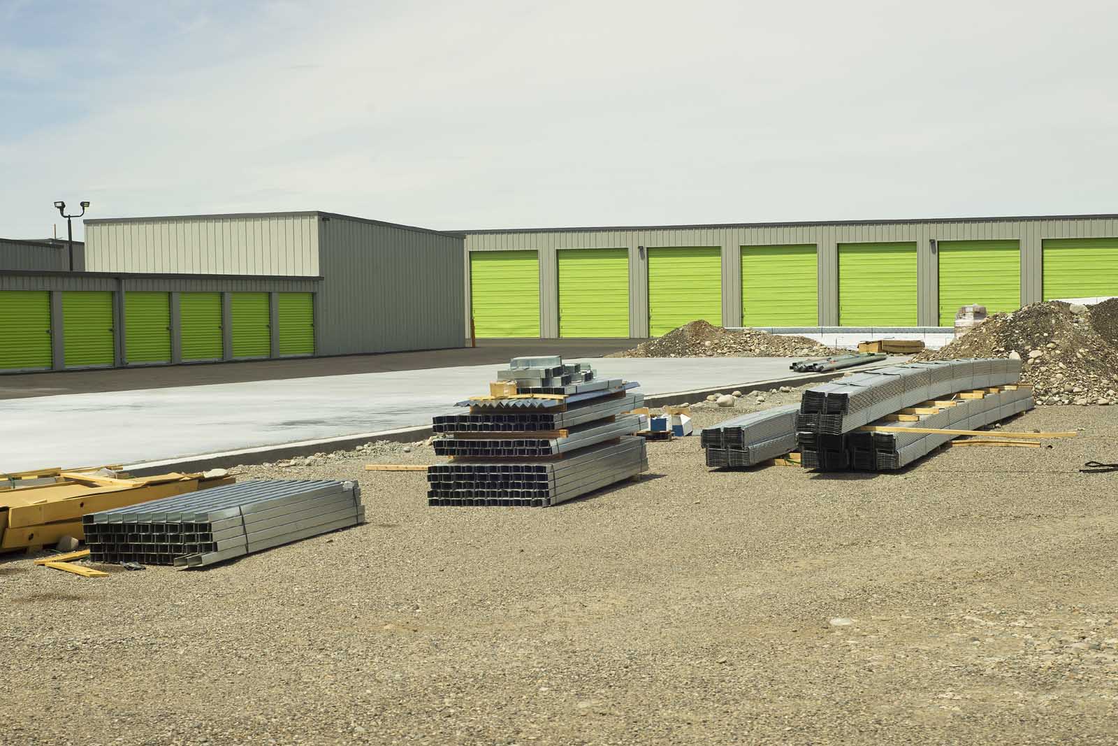 Yellow doors on new Self Storage units