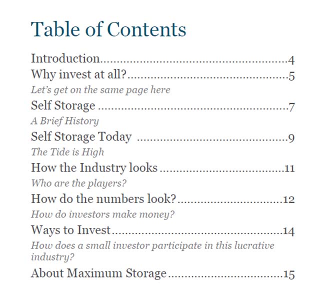 SS Table of contents